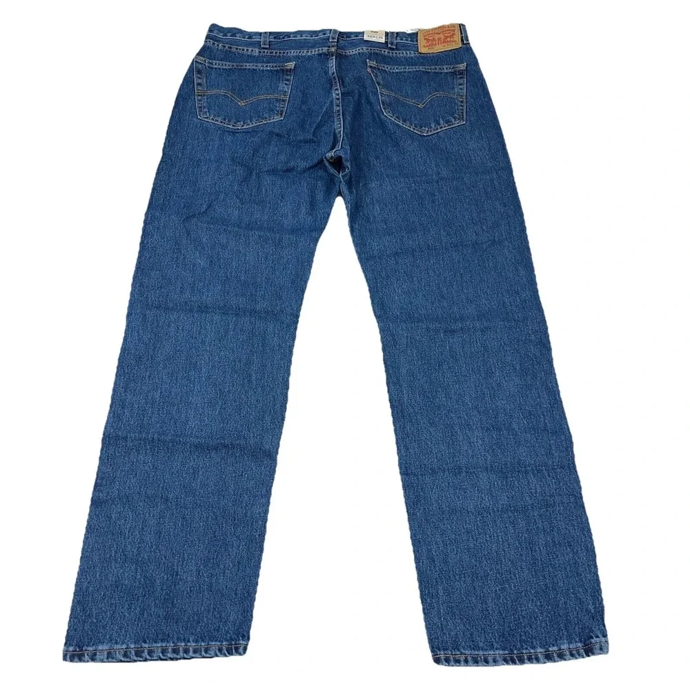 Levis 505 Jeans Men 40x32 Regular Fit Dark Blue Wash Denim Pants Adult CC4 - Picture 3 of 16